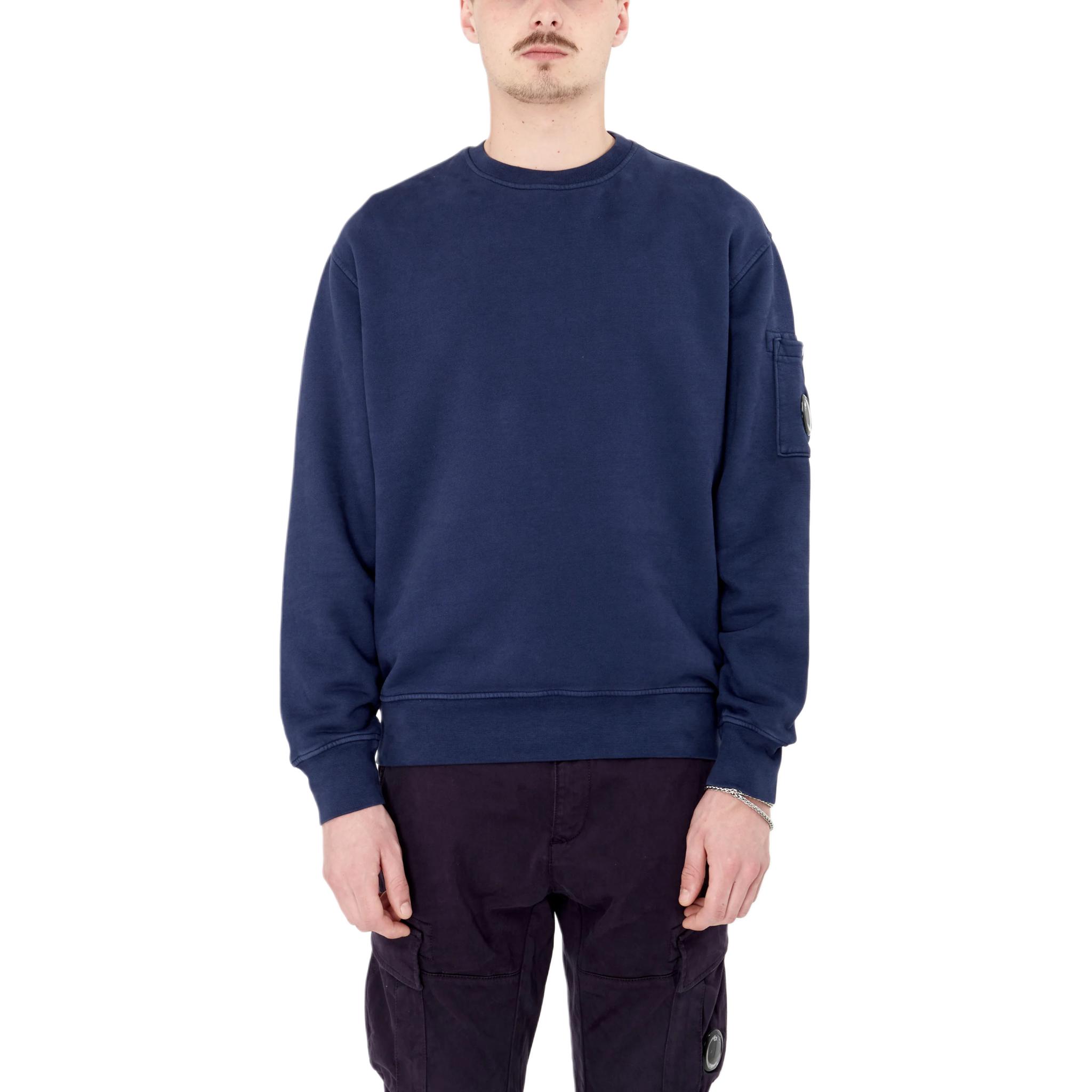 C.P. Company Navy Blue Crewneck Sweatshirt with Side Logo CMSS060A006372R887