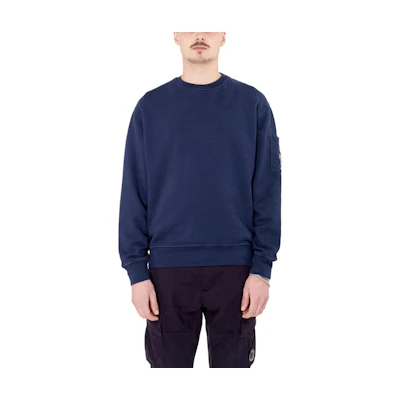 C.P. Company Navy Blue Crewneck Sweatshirt with Side Logo CMSS060A006372R887