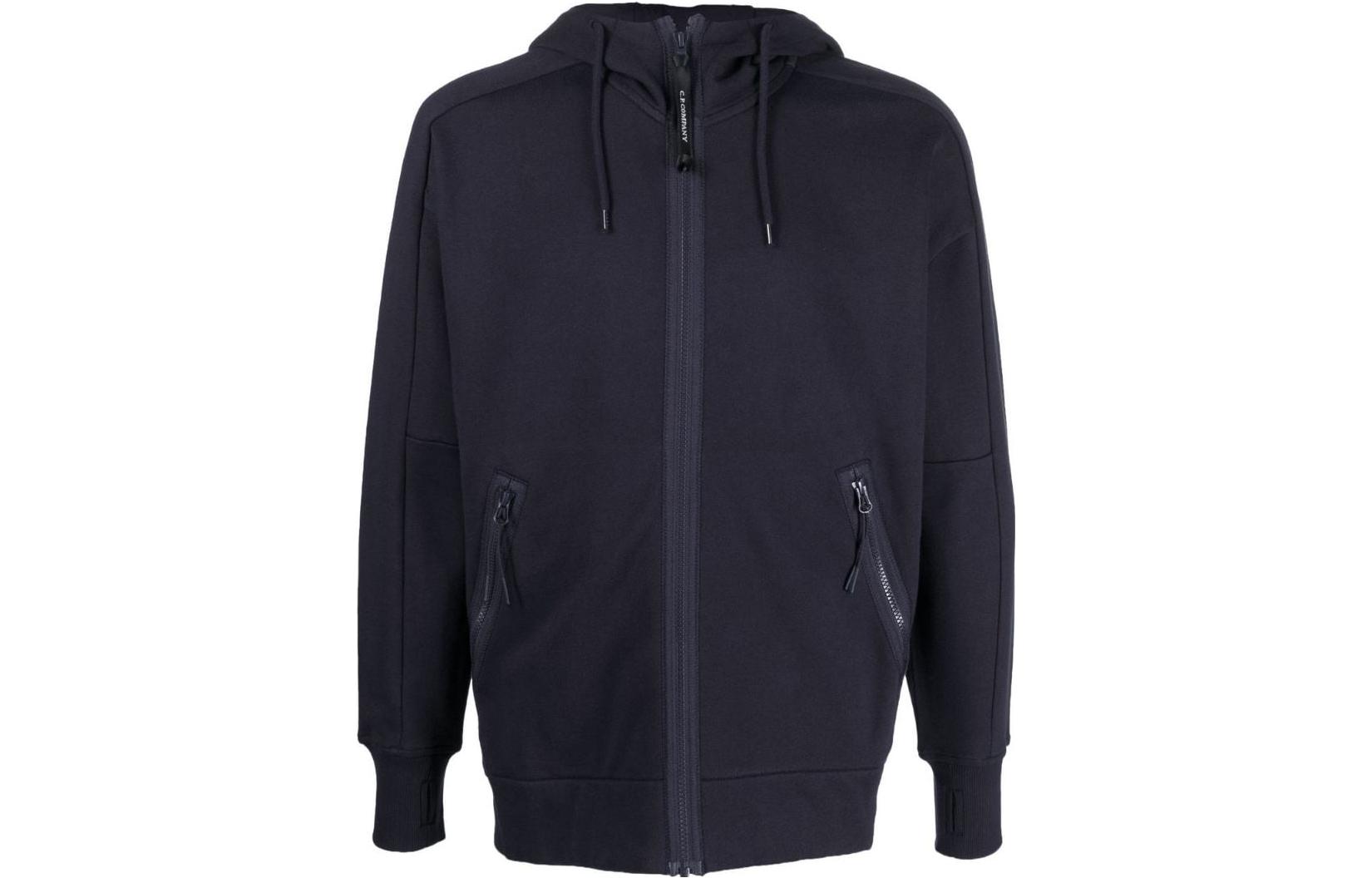 C.P. Company Navy Blue Loose Fit Solid Color Hoodie Jacket 13CMSS082A005086-W888