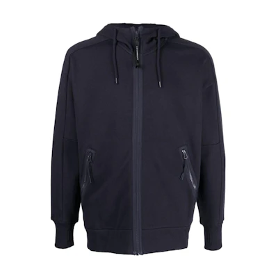 C.P. Company Navy Blue Loose Fit Solid Color Hoodie Jacket 13CMSS082A005086-W888