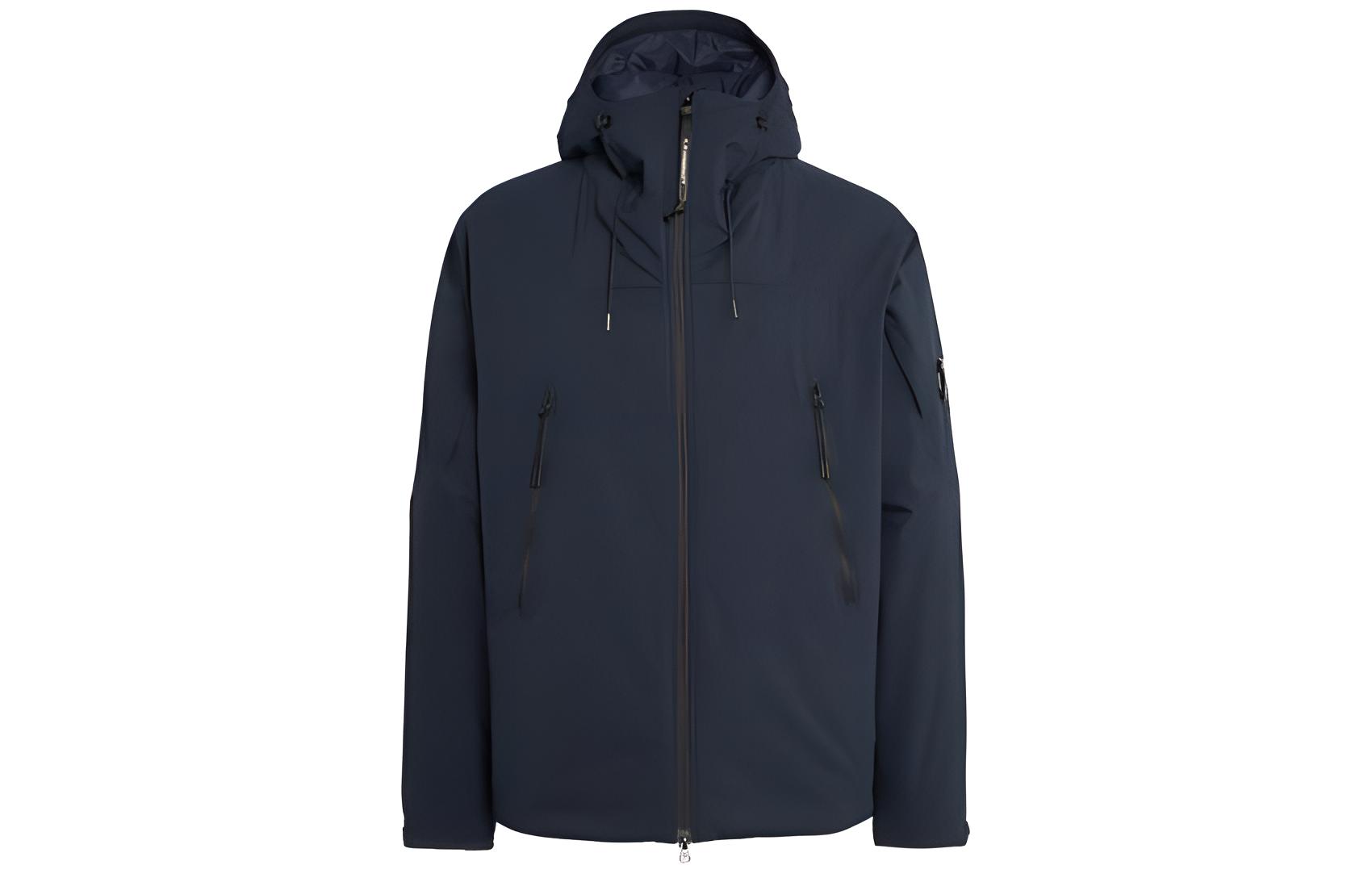 C.P. Company Navy Blue Solid Color Hooded Zip-Up Slim Jacket 16CMOW403A004117A888
