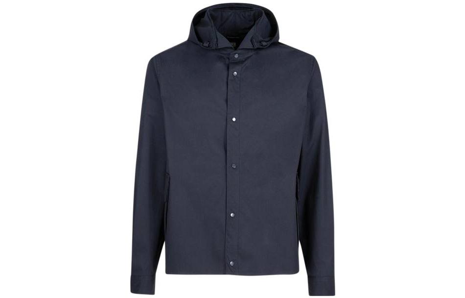 C.P. Company Navy Blue Solid Color Zip-Up Hoodie Jacket 14CMSH073A006472A888