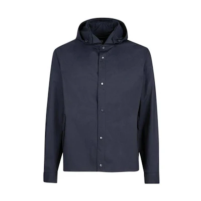 C.P. Company Navy Blue Solid Color Zip-Up Hoodie Jacket 14CMSH073A006472A888