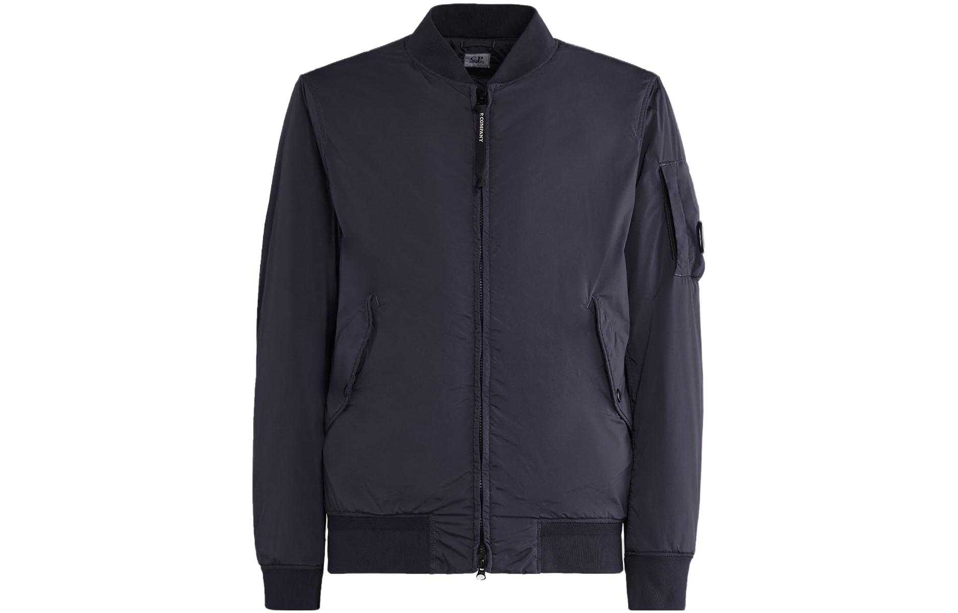 C.P. Company Nycra-R Bomber Jacket Solid Blue Zip-Up Flight Jacket 15CMOW249A005864G888