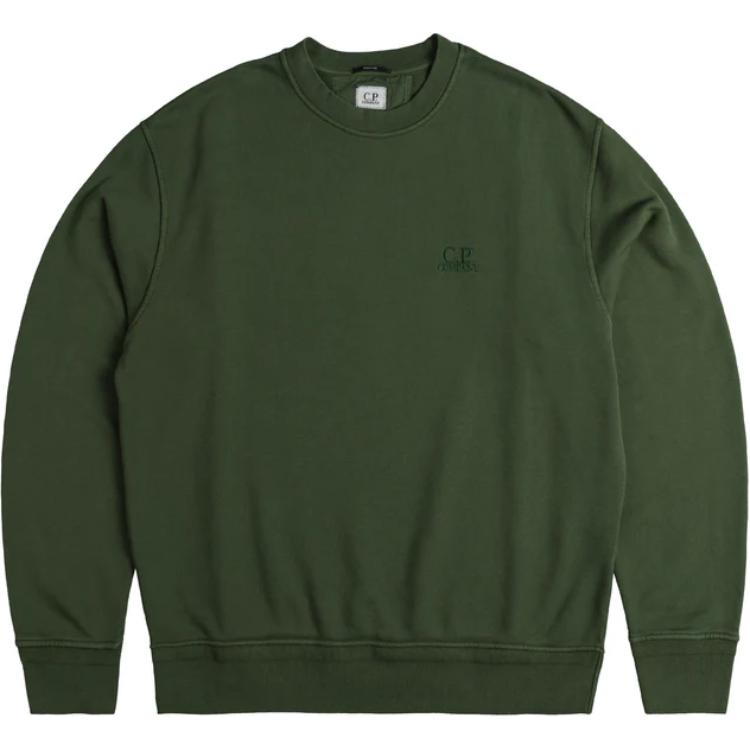 C.P. Company Olive Green Crewneck Embroidered Sweatshirt 16CMSS098B110044R649