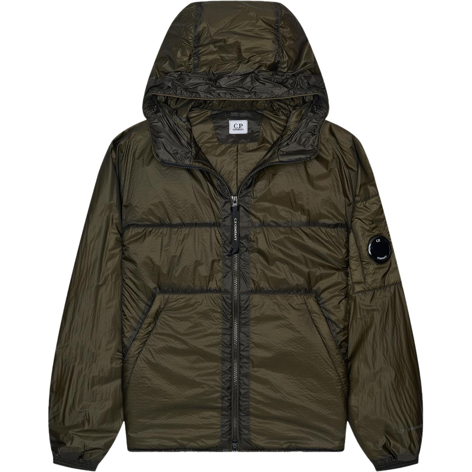 C.P. Company Olive Green Logo Hooded Zip-Up Jacket CMOW038A006099U674