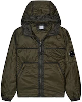 C.P. Company Olive Green Logo Hooded Zip-Up Jacket CMOW038A006099U674 C.P. Company Olive Green Logo Hooded Zip-Up Jacket CMOW038A006099U674