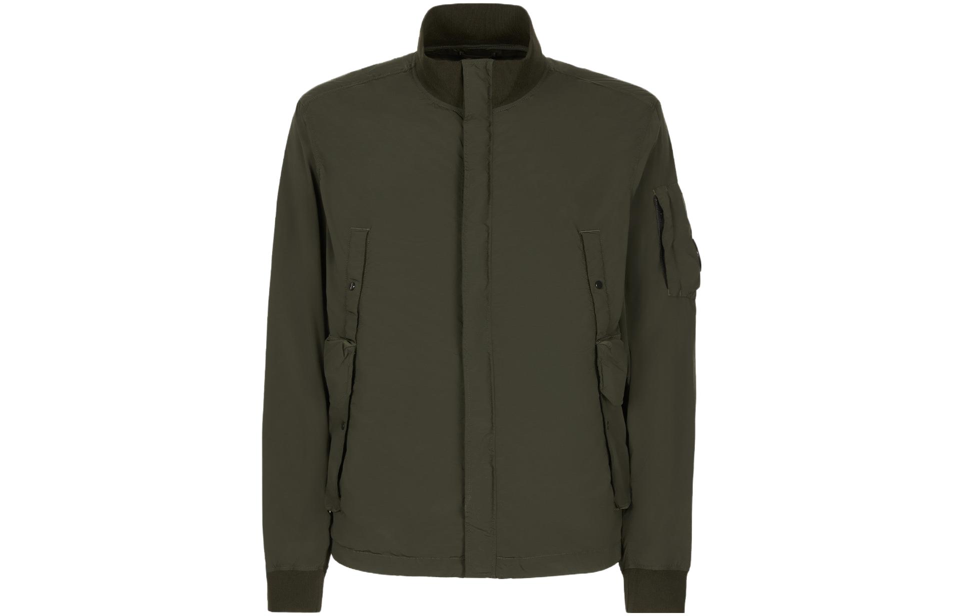 C.P. Company Olive Green Pocket Arm Collar Long-Sleeve Jacket 14CMOW227A005864G683