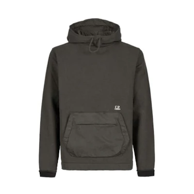 C.P. Company Olive Green Pullover Hoodie with Kangaroo Pocket CMSS319A006090M670
