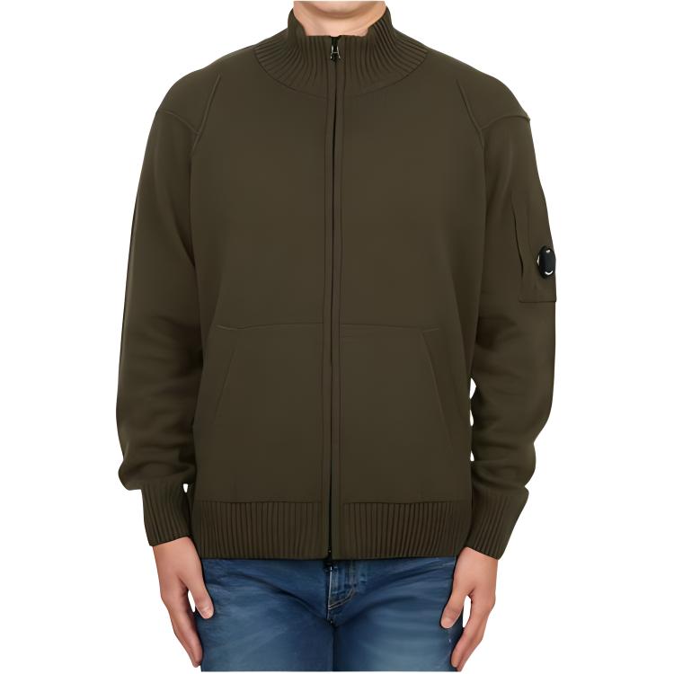 C.P. Company Olive Green Zip-Up High Collar Jacket CMKN143A110149A-683