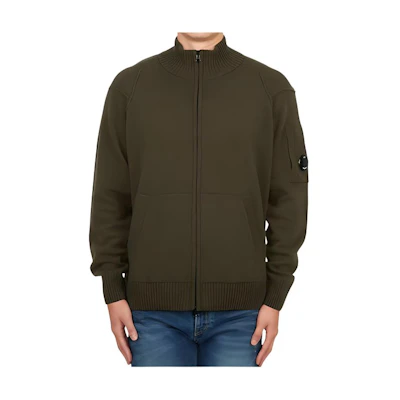 C.P. Company Olive Green Zip-Up High Collar Jacket CMKN143A110149A-683
