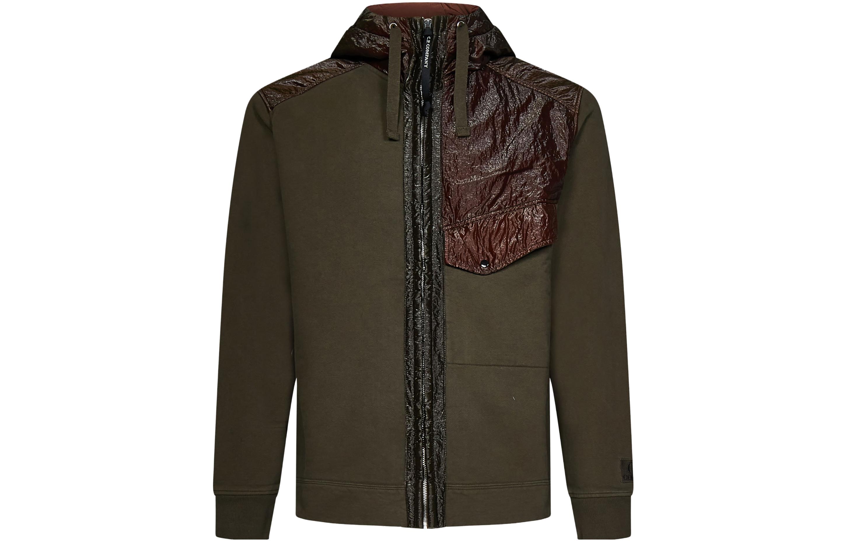 C.P. Company Olive Green Zip-Up Hoodie 13CMSS266A006090M683