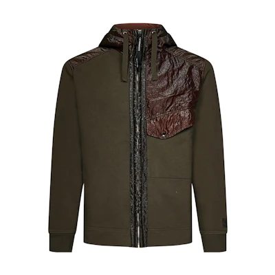 C.P. Company Olive Green Zip-Up Hoodie 13CMSS266A006090M683