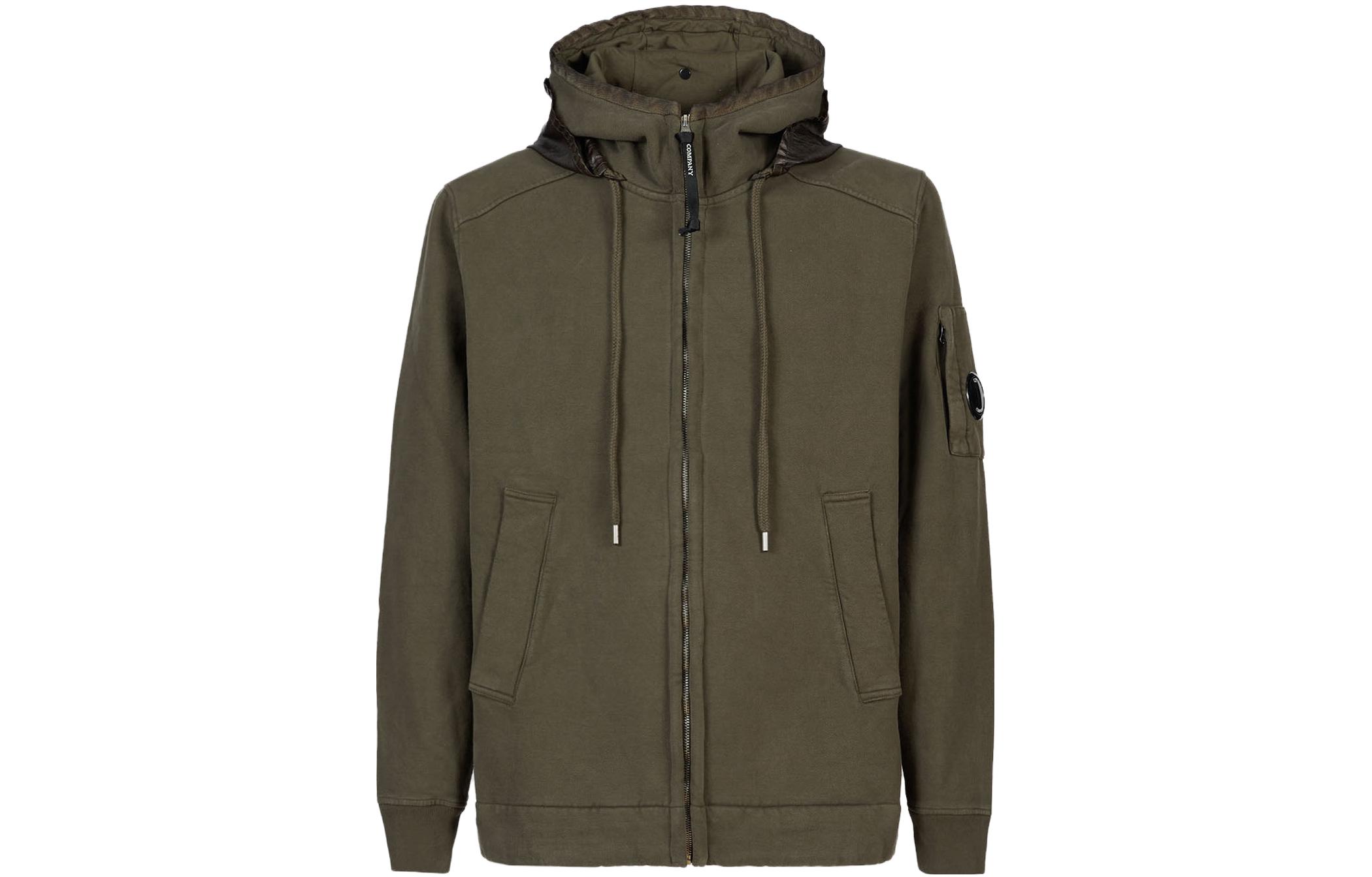 C.P. Company Olive Green Zip Hoodie with Long Sleeves 15CMSS161A006090M683