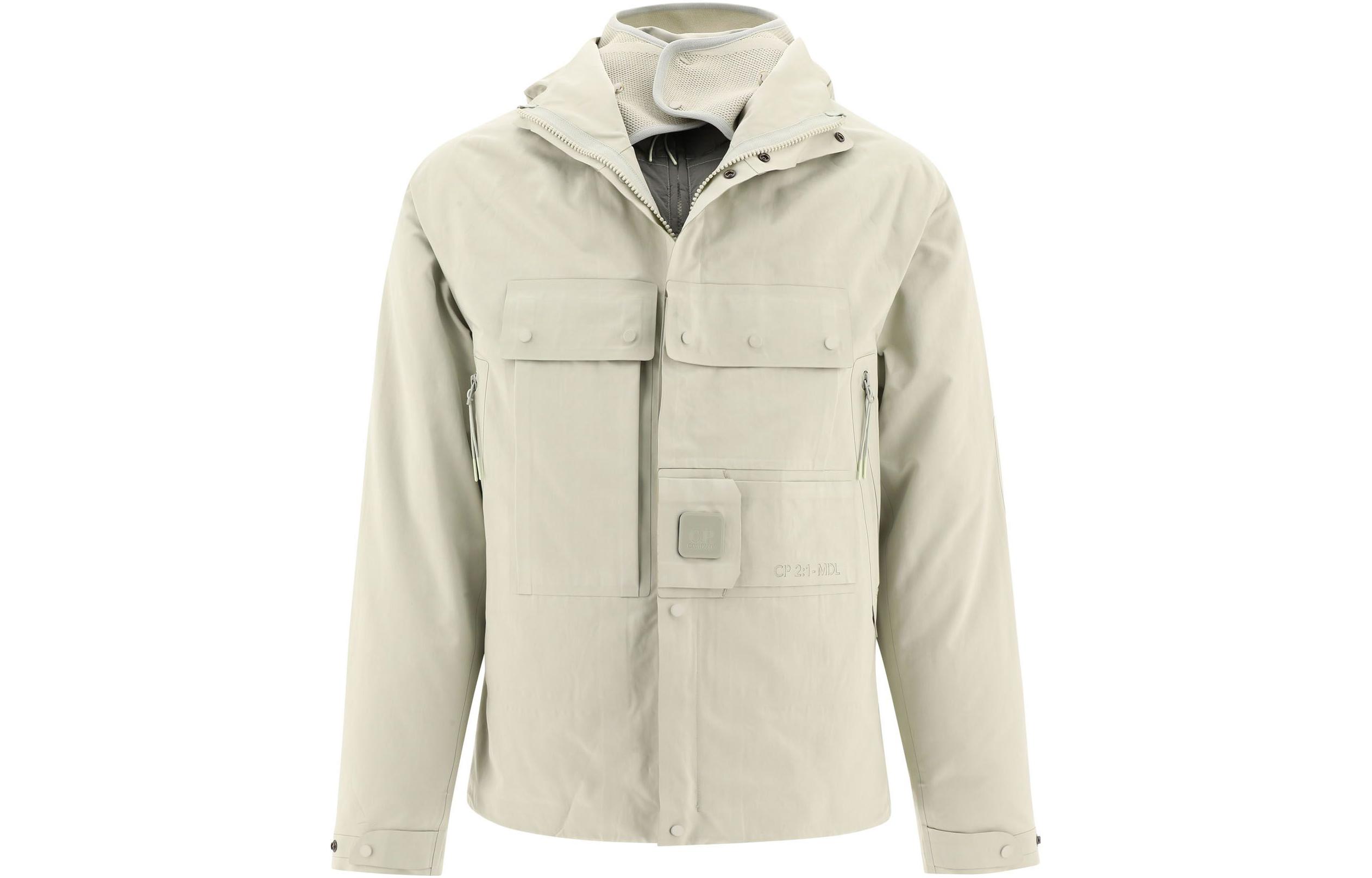 C.P. Company Pelican Series FW22 Solid Color Logo Hoodie Jacket White Men 13CMOW029A006258A118