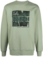 C.P. Company Printed Crewneck Long Sleeve Sweatshirt Green 10CMSS303A005747W631 C.P. Company Printed Crewneck Long Sleeve Sweatshirt Green 10CMSS303A005747W631