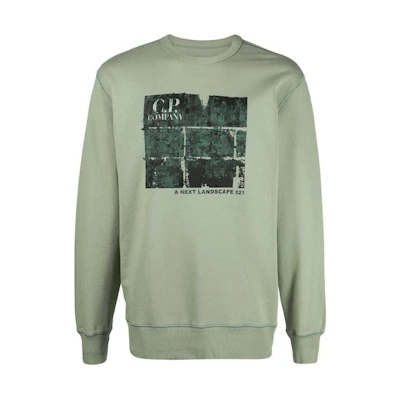 C.P. Company Printed Crewneck Long Sleeve Sweatshirt Green 10CMSS303A005747W631