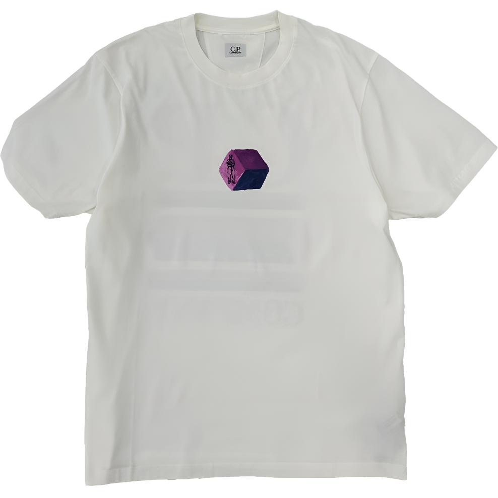 C.P. Company Printed Crewneck Regular Fit Short Sleeve T-Shirt White CMTS165A006586W103