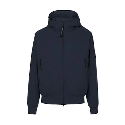 C.P. Company Pro-Tek Blue Hooded Jacket with Logo, Full-Zip Long Sleeve 15CMOW173A004117A888