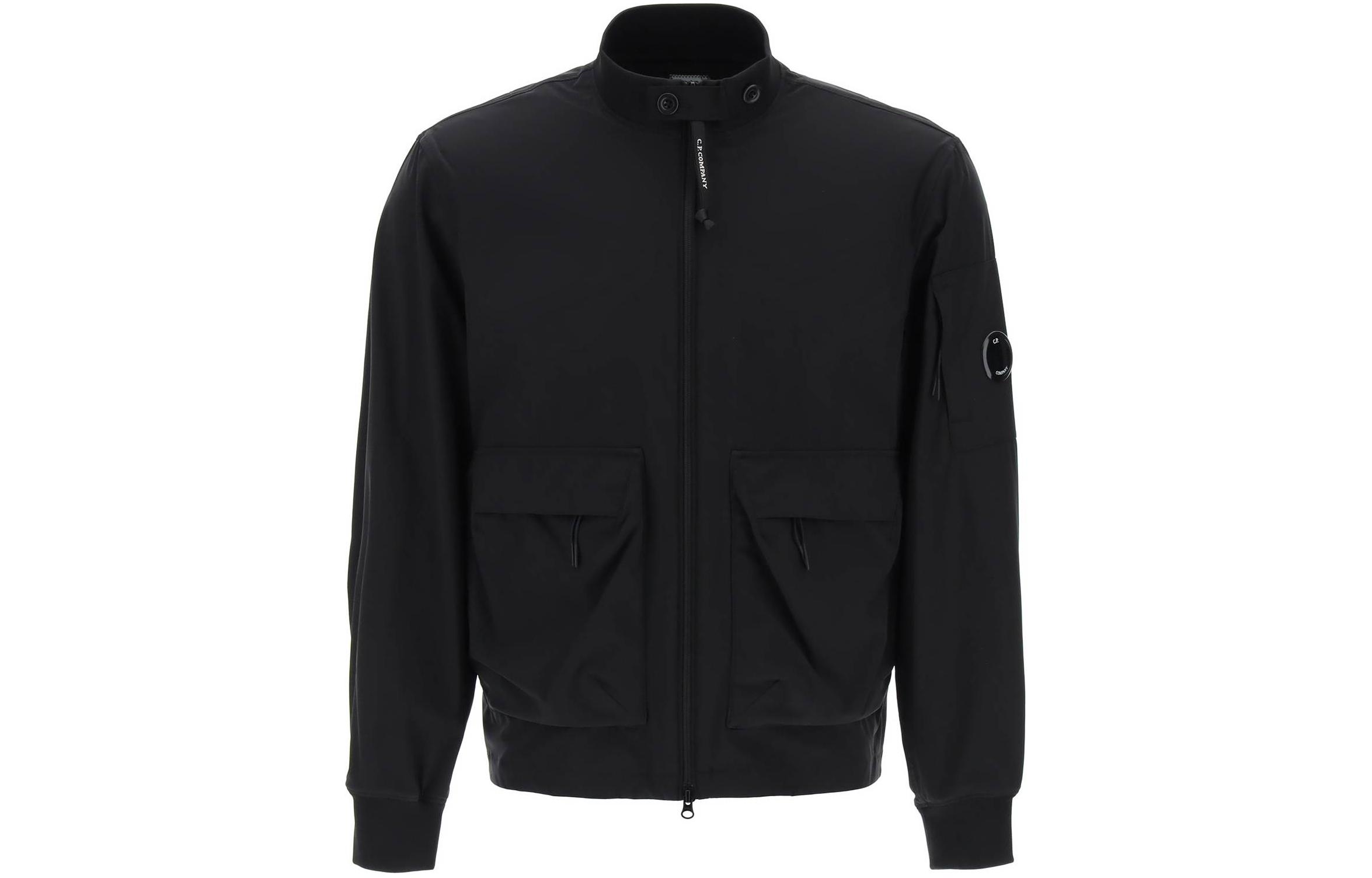 C.P. Company Pro-Tek Bomber Jacket Black Full-Zip Stand Collar Jacket 16CMOW010A004117A999