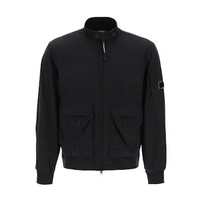 C.P. Company Pro-Tek Bomber Jacket Black Full-Zip Stand Collar Jacket 16CMOW010A004117A999