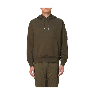 C.P. Company Pullover Hoodie Solid Color Army Green Long Sleeve CMSS099A110044G683