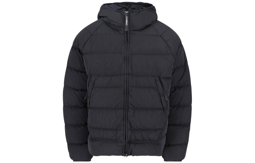 C.P. Company Quilted Zip-Up Hooded Jacket Black 15CMOW027A006369G999