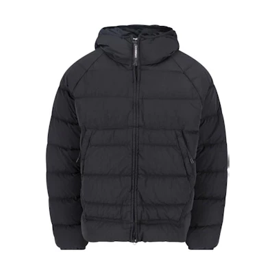 C.P. Company Quilted Zip-Up Hooded Jacket Black 15CMOW027A006369G999