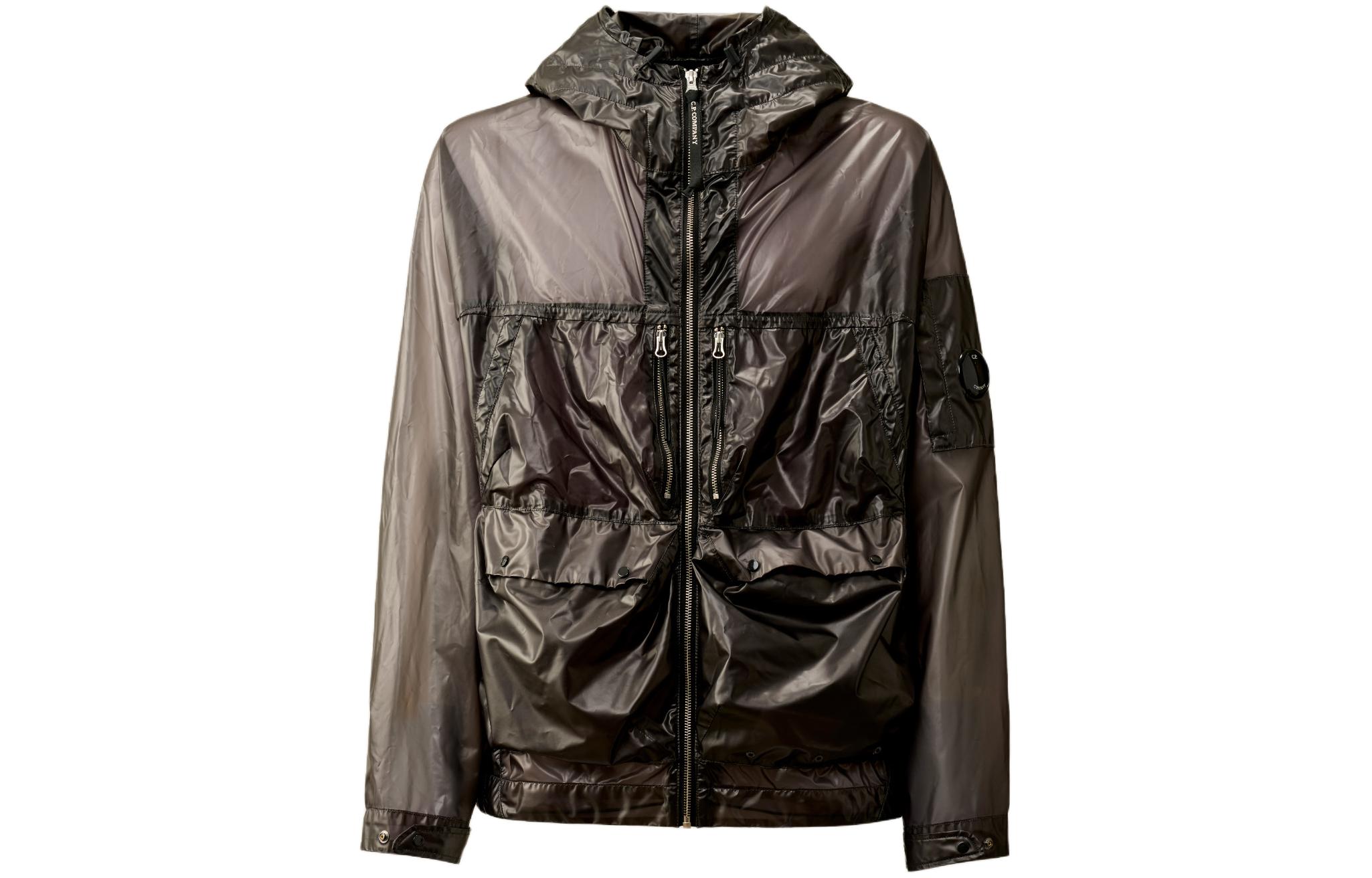 C.P. Company Raven Black Hooded Zip Pocket Jacket CMOW192A-110077G-985