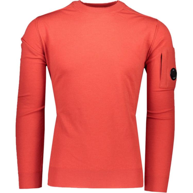 C.P. Company Red Crewneck Logo Sweatshirt Long Sleeve CMKN100A005528A486