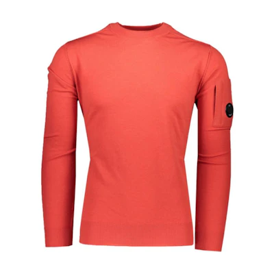 C.P. Company Red Crewneck Logo Sweatshirt Long Sleeve CMKN100A005528A486