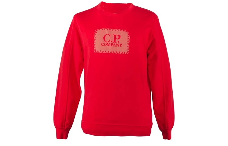 C.P. Company Red Crewneck Sweatshirt with Logo Print for Men 06CMSS086A002246G