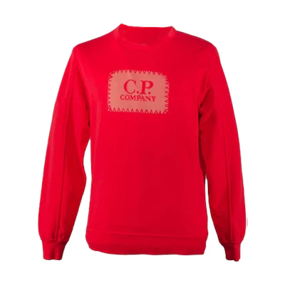 C.P. Company Red Crewneck Sweatshirt with Logo Print for Men 06CMSS086A002246G