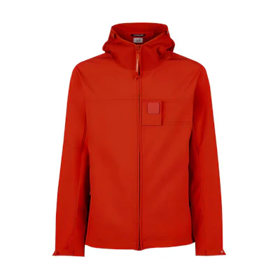 C.P. Company Red Zip-Up Hoodie Jacket with Logo Badge 12CMOW064A005968A455