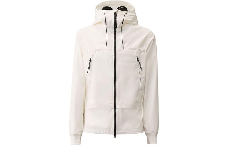 C.P. Company Shell-R Goggle Jacket White Hooded Zip-Up Jacket 16CMOW002A005968A103