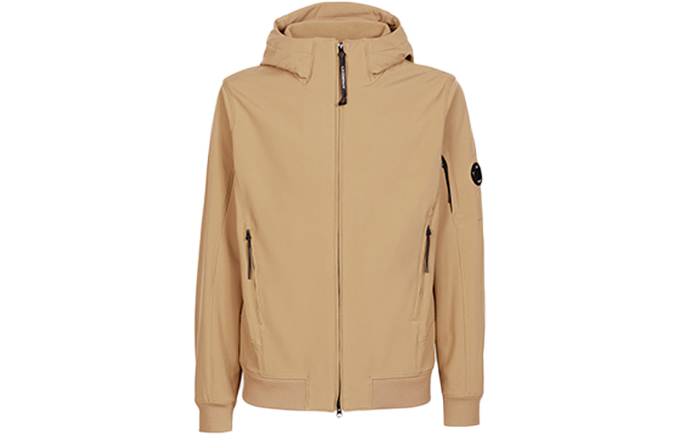 C.P. Company Shell-R Solid Zip Hoodie Jacket Light Brown 11CMOW003A006097A326