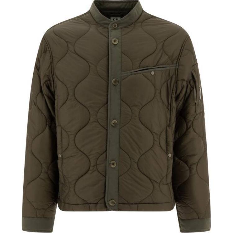 C.P. Company Slim Fit Button-Down Green Long-Sleeve Jacket CMOW077A110158A674