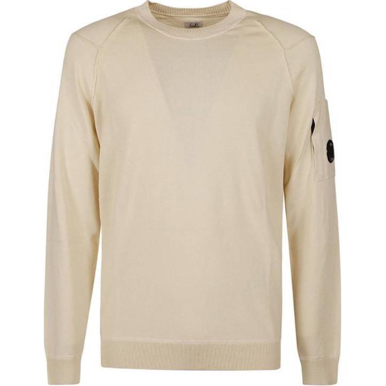 C.P. Company Slim Fit Crewneck Long Sleeve Sweatshirt Beige 16CMKN129A004037A402