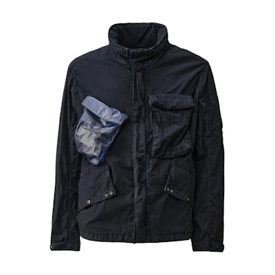 C.P. Company Slim Fit Jacket with Lens Pocket Detail - Blue CMOW238A006233M888