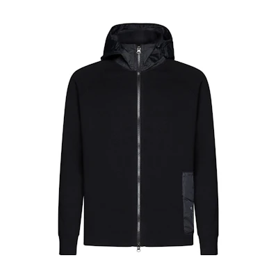 C.P. Company Solid Black Hooded Zip-Up Fitted Jacket 15CLKN021A006599A999