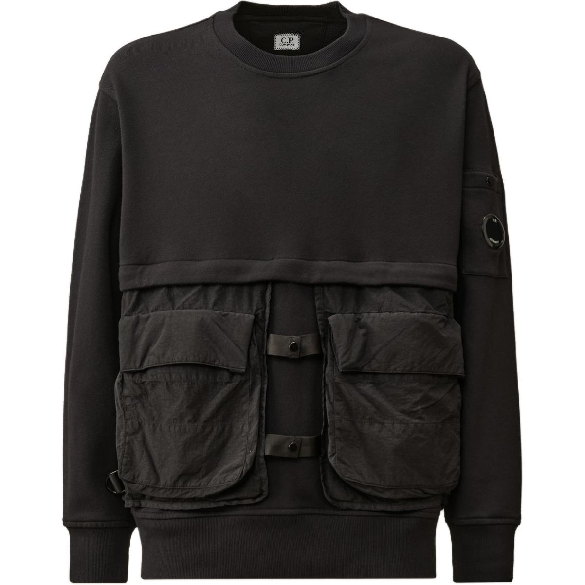 C.P. Company Solid Color Crewneck Sweatshirt Black Brown CMSS048A005086M999