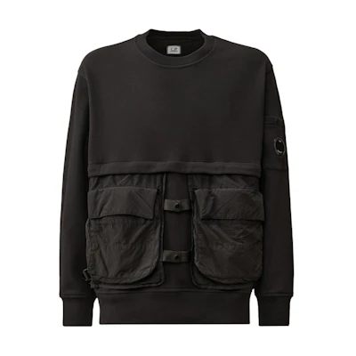 C.P. Company Solid Color Crewneck Sweatshirt Black Brown CMSS048A005086M999