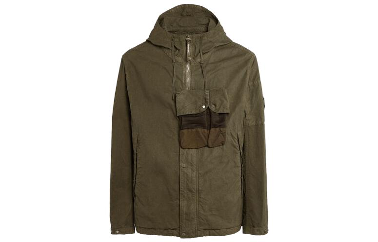 C.P. Company Solid Color Full-Zip Jacket with Large Pockets - Walnut 15CMOW150A006237M653