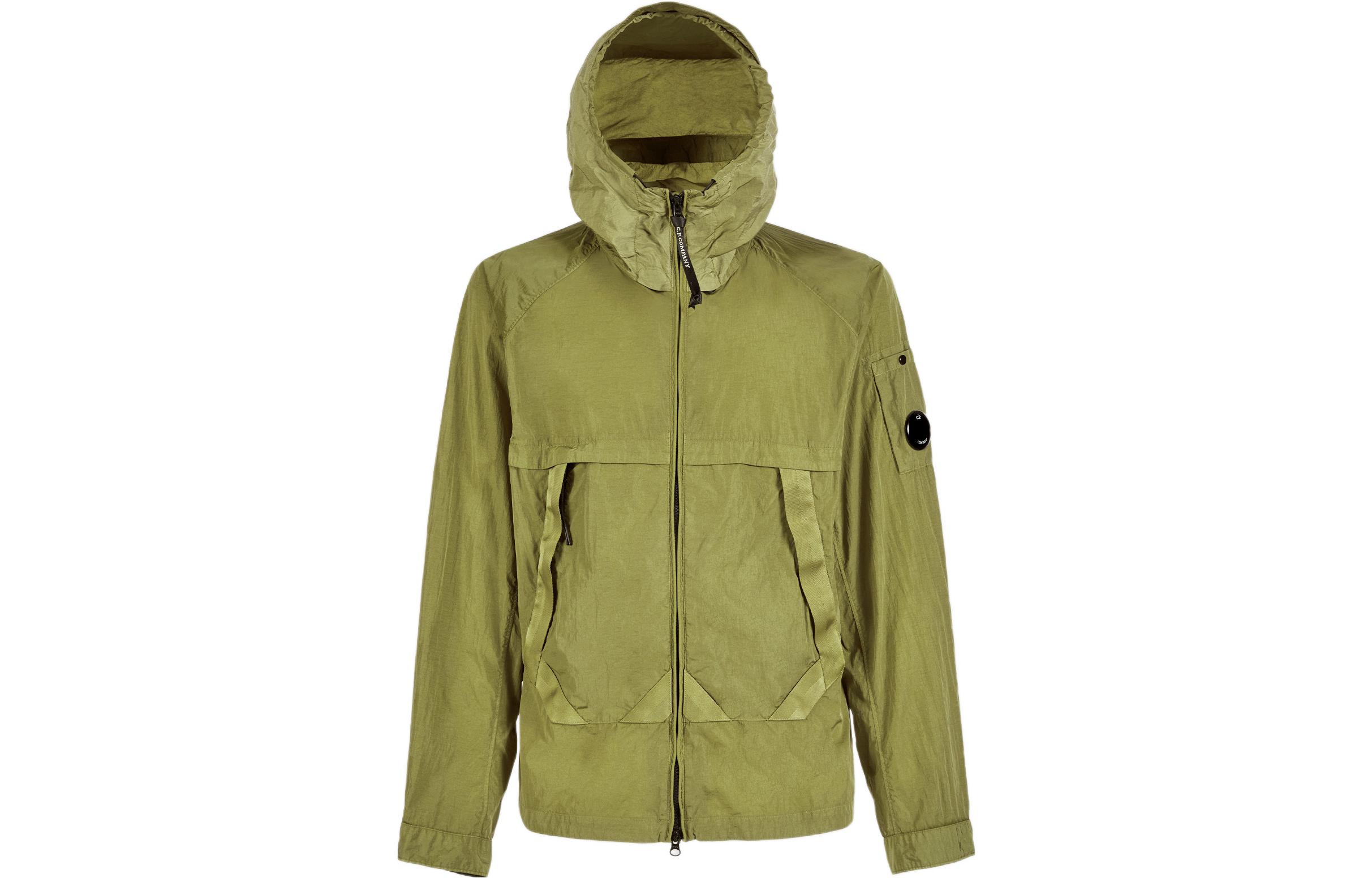 C.P. Company Solid Color Green Hooded Jacket 12CMOW203A005904G698