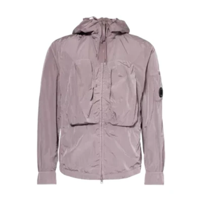 C.P. Company Solid Color Hooded Zip-Up Jacket Purple Dove CMOS156A005904G735