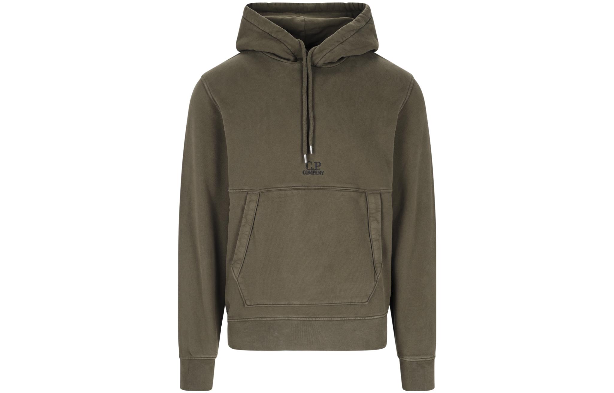 C.P. Company Solid Color Hoodie Pullover in Dark Green 15CMSS009B006372G683
