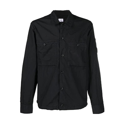 C.P. Company Solid Color Long Sleeve Jacket with Button Closure and Pockets 13CMSH194A005783G999