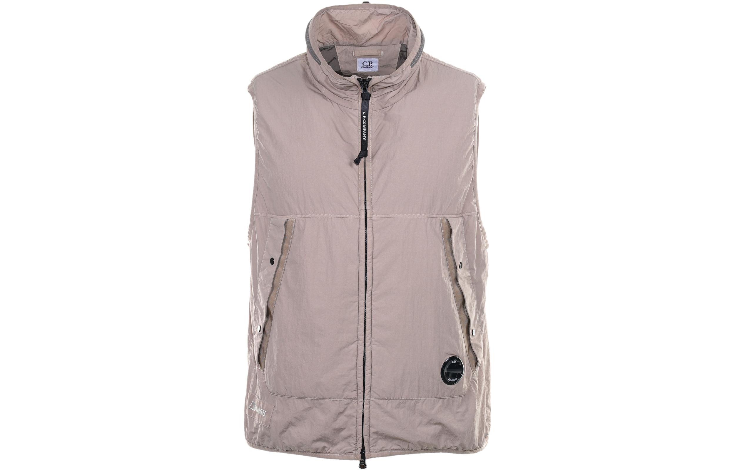 C.P. Company Solid Color Sleeveless Jacket with Stand Collar and Side Pockets 14CMOW089A6124G330