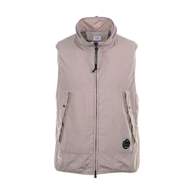 C.P. Company Solid Color Sleeveless Jacket with Stand Collar and Side Pockets 14CMOW089A6124G330