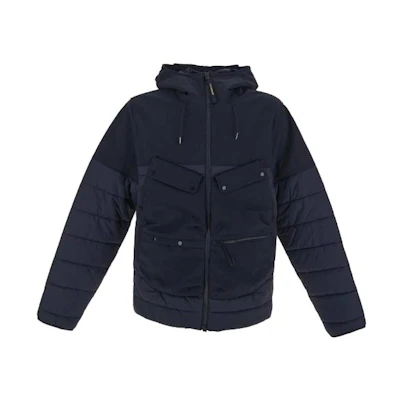 C.P. Company Solid Color Zip-Up Hooded Jacket - Blue 15CMOW014A006097M888